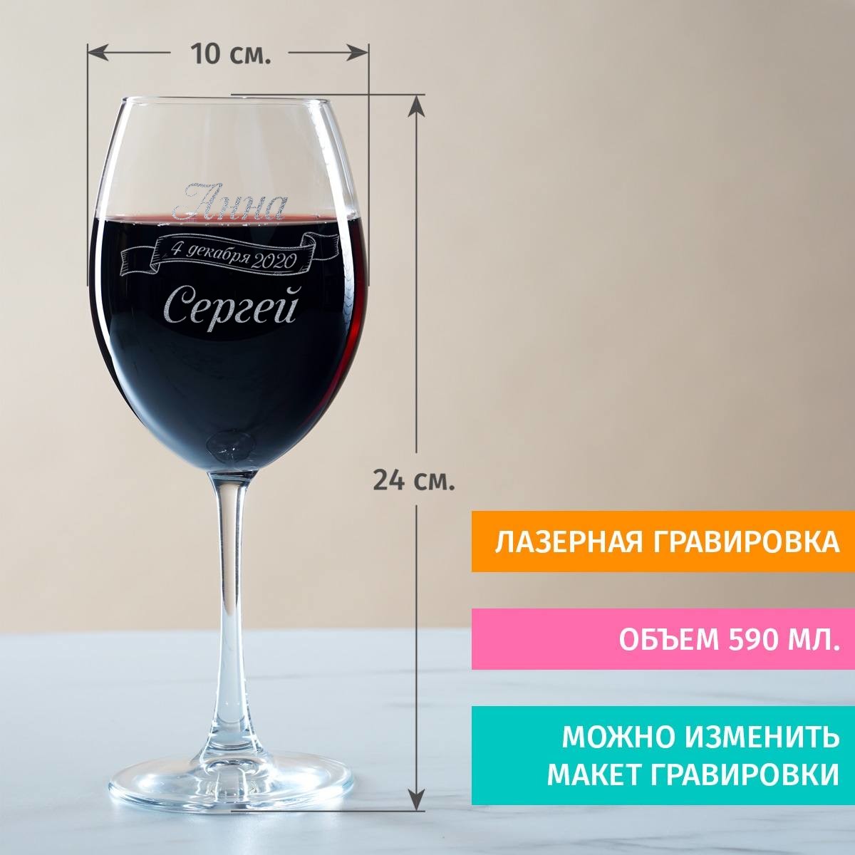 Комплект именных бокалов для вина Влюбленные