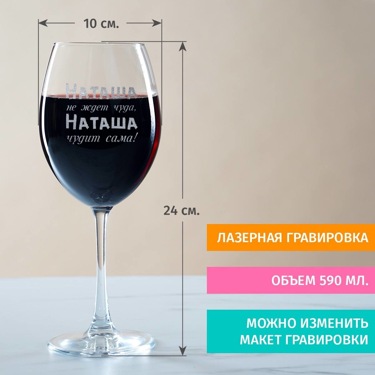 Именной бокал для вина Не ждет чуда