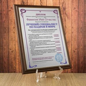 Подарочный диплом (плакетка) *Лучший специалист по кадрам в мире*
