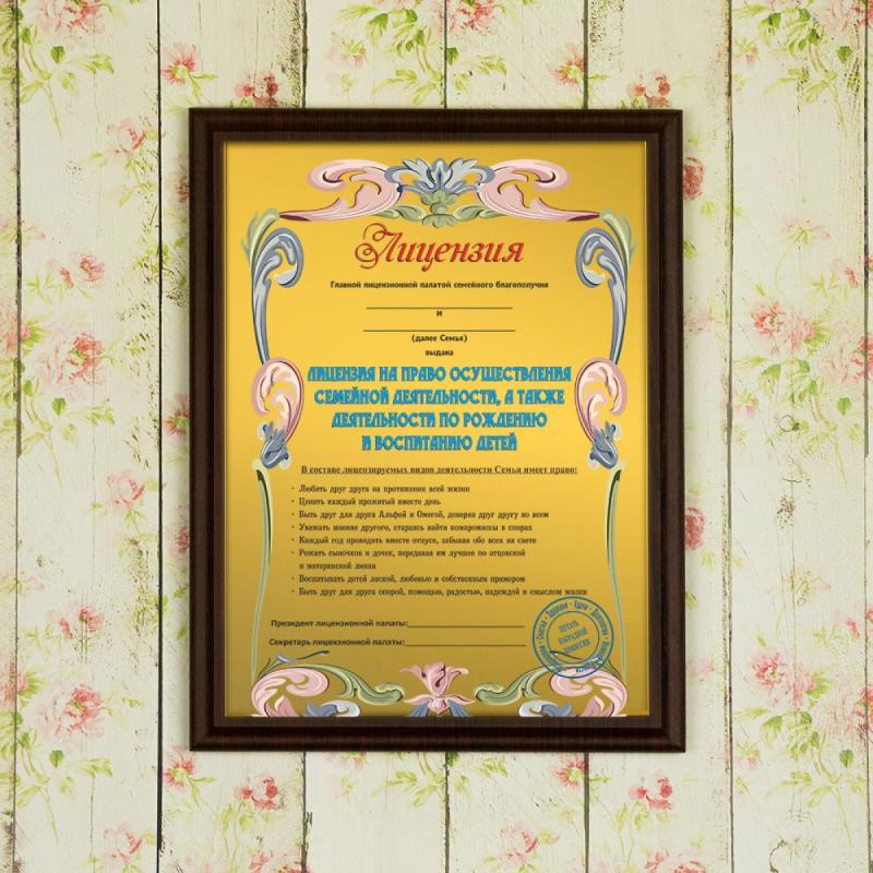 Диплом *Лицензия на право осуществления семейной деятельности*