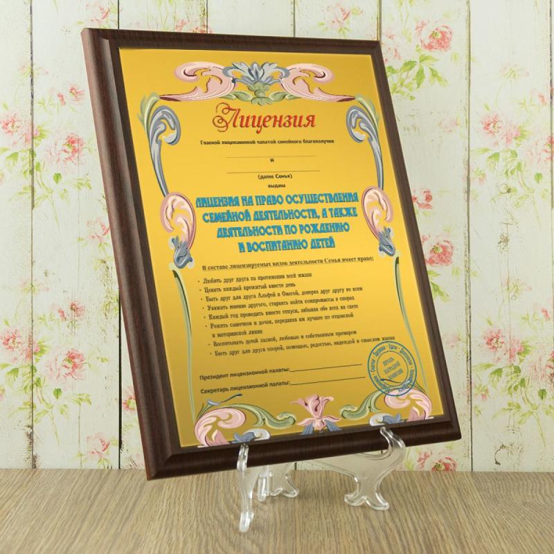 Диплом *Лицензия на право осуществления семейной деятельности*