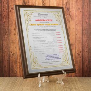 Подарочный диплом (плакетка) *Самый лучший в мире охотник*