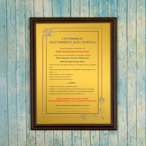 Подарочный диплом *Сертификат Настоящего Деда Мороза*