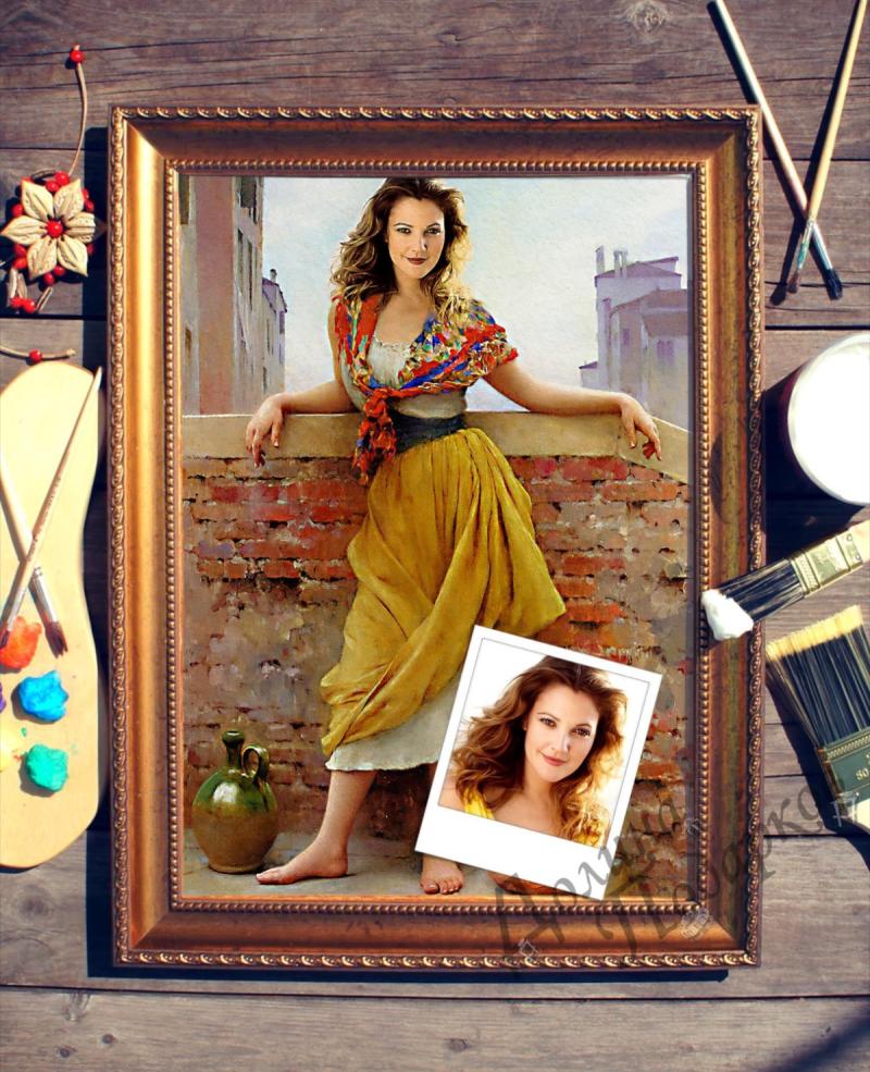 Портрет по фото *Девушка на мосту*