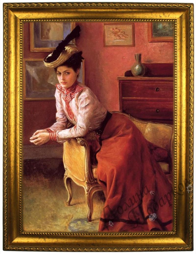 Портрет по фото *В шляпе и красном платье*