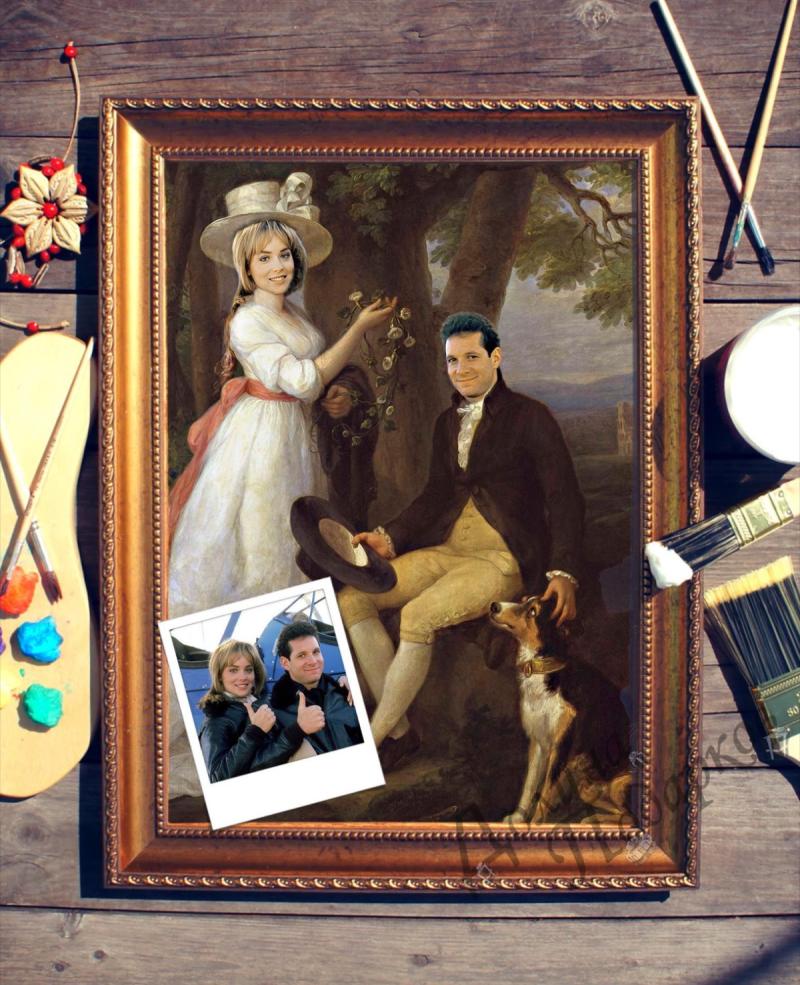 Парный портрет по фото *Пара с собакой*