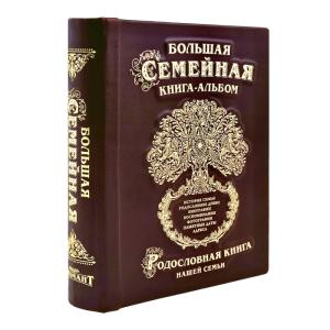 Большая семейная книга-альбом (темно-коричневая кожа)