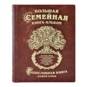 Большая семейная книга-альбом (коричневая кожа)