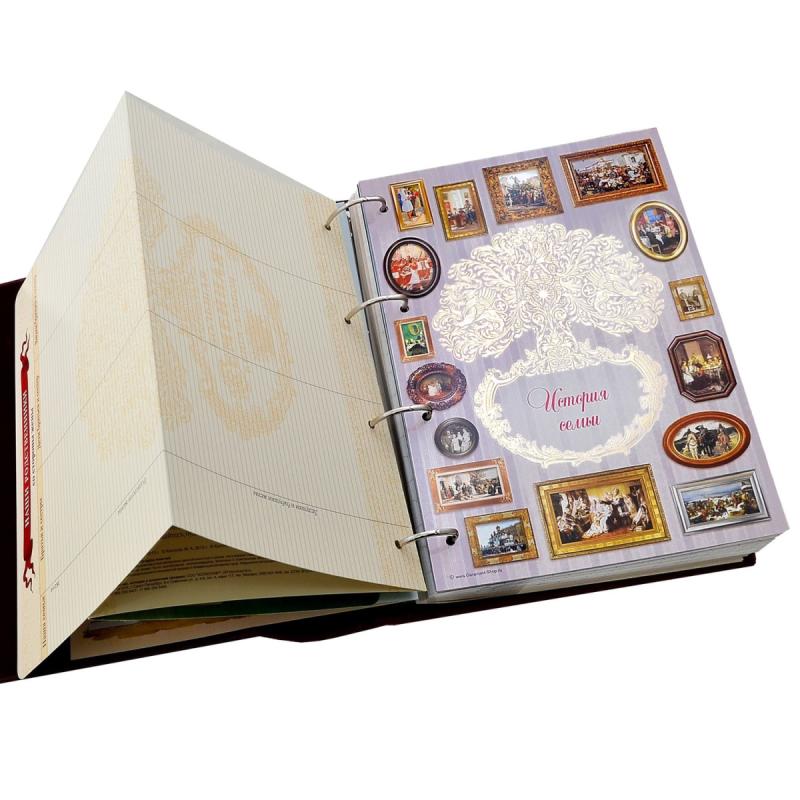 Большая семейная книга-альбом (бордовая кожа)