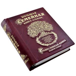 Большая семейная книга-альбом (бордовая кожа)