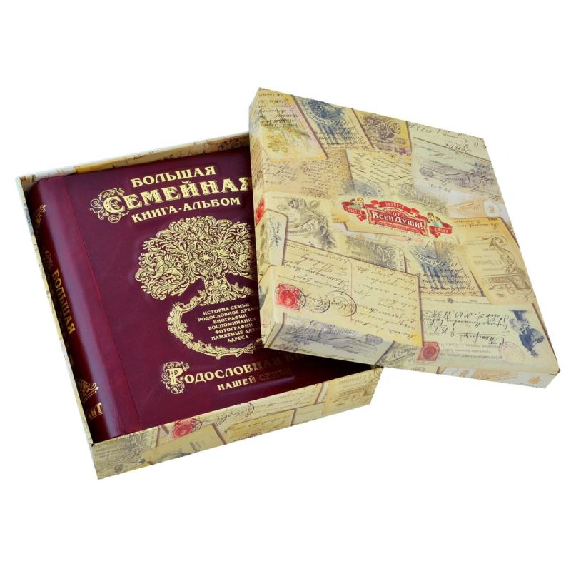 Большая семейная книга-альбом (бордовая кожа)