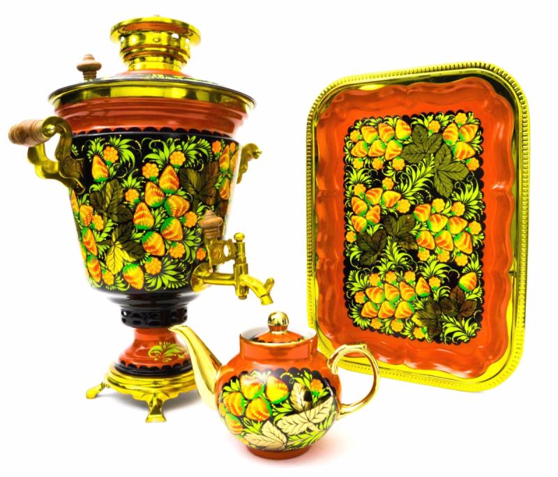 Дровяной самовар с ручной росписью 