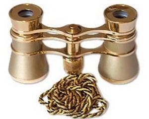Театральный бинокль (золотистый) на шнурке