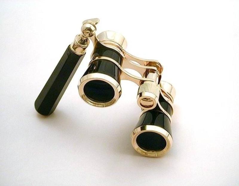 Театральный бинокль (лорнет) черный с золотым