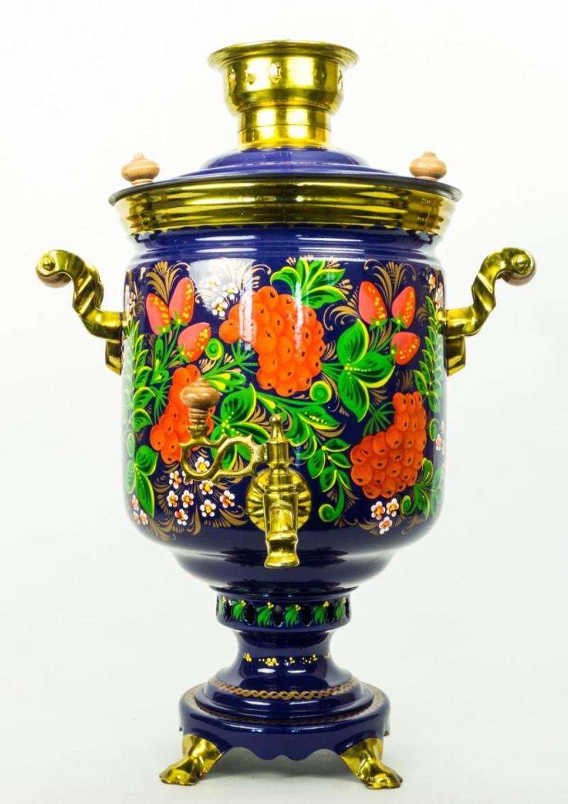 Дровяной самовар с ручной росписью 