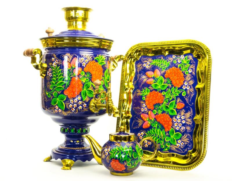 Дровяной самовар с ручной росписью 