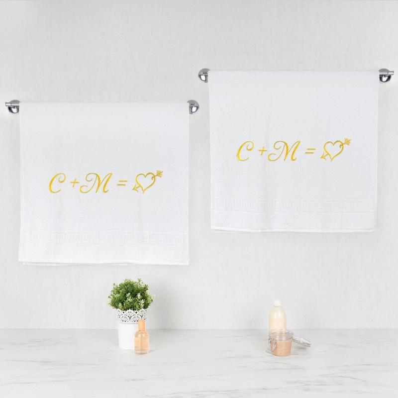 Комплект полотенец с вышивкой «Инициалы» (белые)