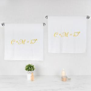 Комплект полотенец с вышивкой «Инициалы» (белые)