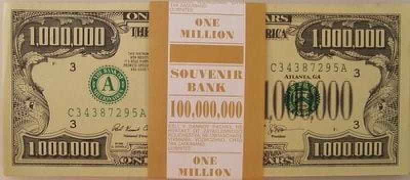 Забавная пачка денег - 1 млн. долларов