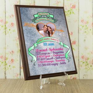 Подарочный диплом (плакетка) Счастливы Вместе 10 лет